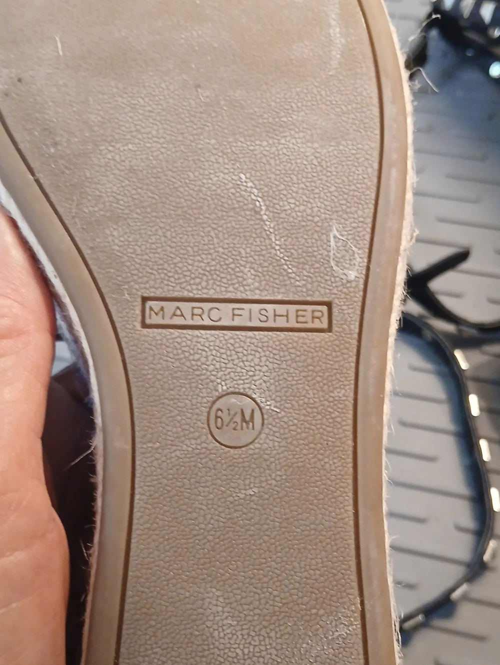 Marc Fisher Black Suede Studded Espadrille Sandals Size 6.5